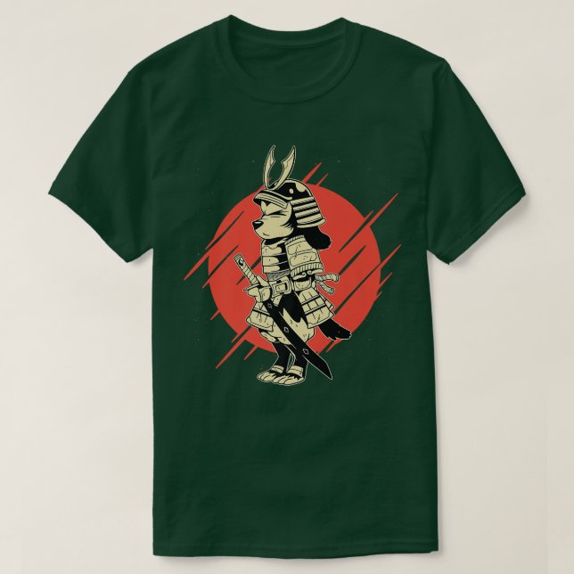 Tecknad Samurai Warrior Hund T Shirt (Design framsida)