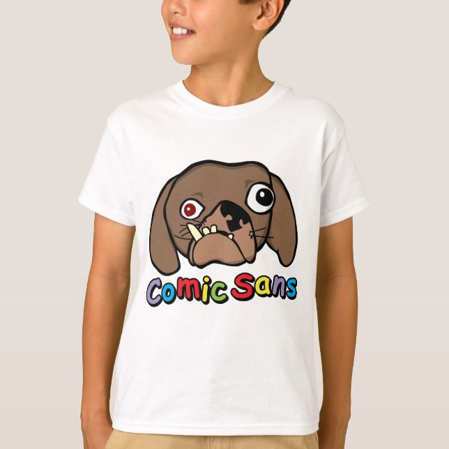 Tecknad Sans Hund T Shirt (Framsida)
