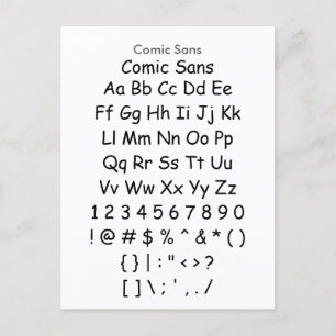 Tecknad Sans - Zazzle Font Sampler Lakan Vykort