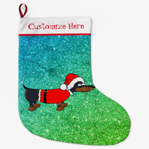 Tecknad Santa Dachshund Design-julklapp Stor Julstrumpa