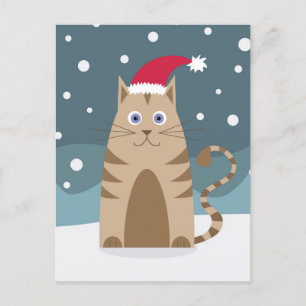 Tecknad Santa kitten snö julafton Vykort