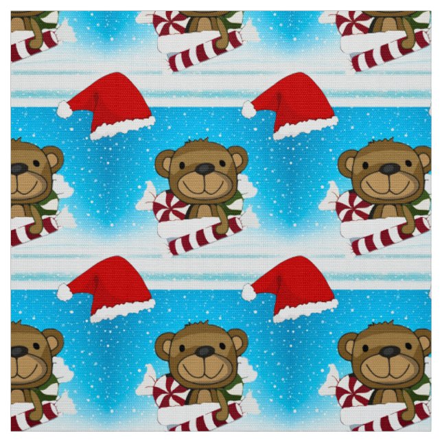 Tecknad Santa Monkey med Santa Red Hat Tyg (Provkarta)