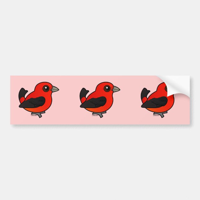 Tecknad Scarlet Tanager Bildekal (Framsidan)