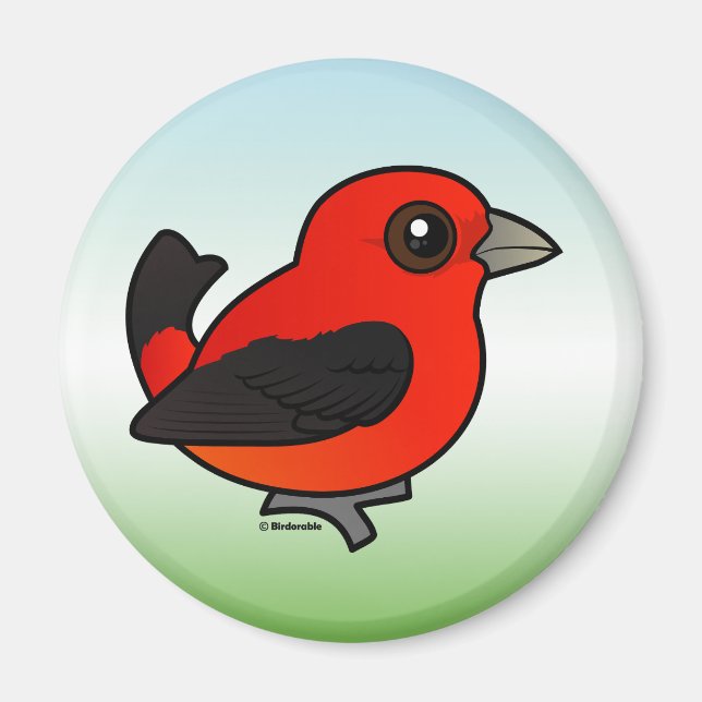 Tecknad Scarlet Tanager Magnet (Framsidan)