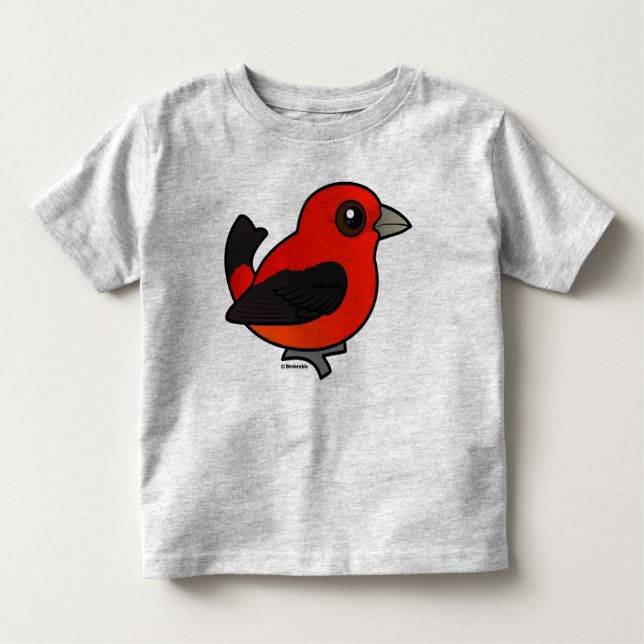 Tecknad Scarlet Tanager T-shirt (Framsida)