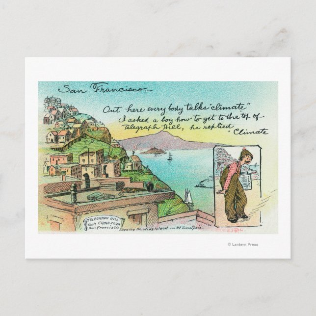 Tecknad Scene om klimatet Vykort (Framsida)