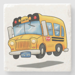 Tecknad School Buss Stenunderlägg