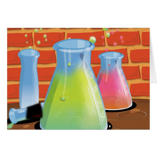 Tecknad Science-experiment Hälsningskort (Framsidan Horizontal)