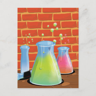 Tecknad Science-experiment Vykort