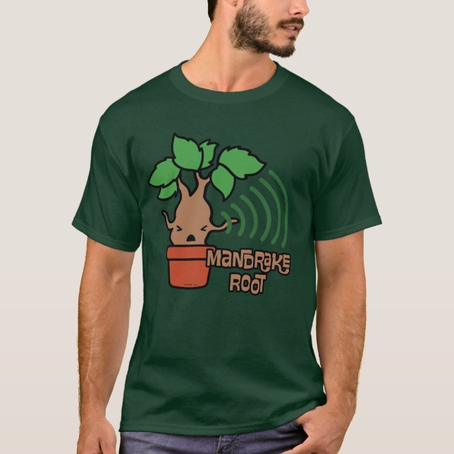 Tecknad Screaming Mandrake Character Art T-shirt (Framsida)