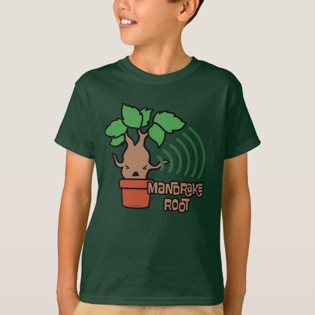 Tecknad Screaming Mandrake Character Art Tee Shirt (Framsida)