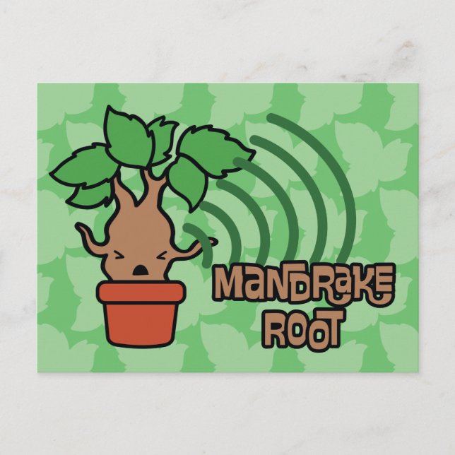 Tecknad Screaming Mandrake Character Art Vykort (Framsida)