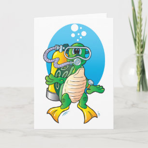 Tecknad Scuba Turtle Kort
