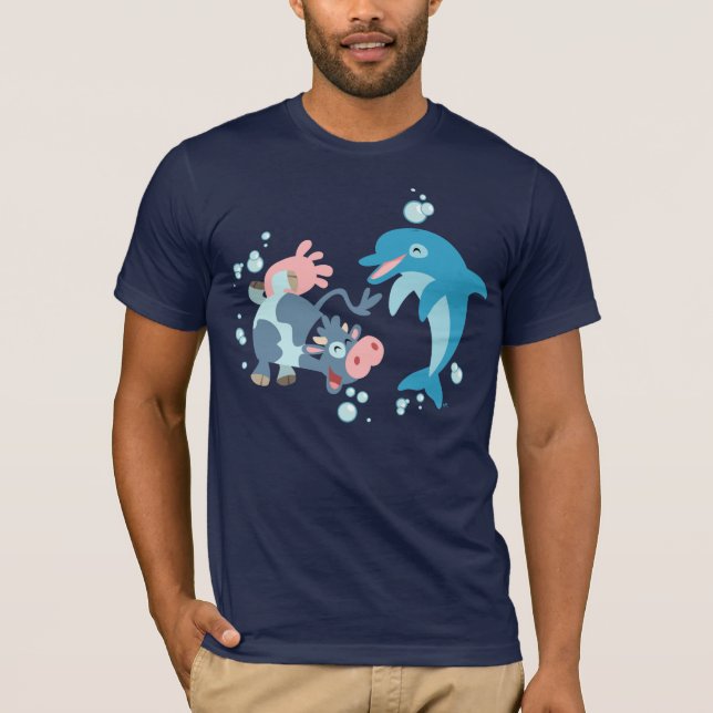 Tecknad Sea Mammals: Seacow and Dolphin T-shirt (Framsida)
