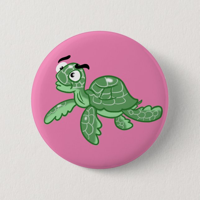 Tecknad Sea Turtle Knapp (Framsida)