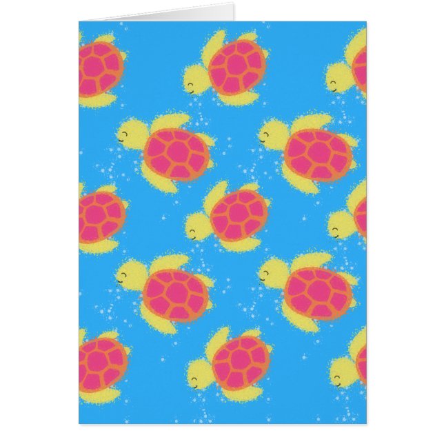 Tecknad Sea Turtle Mönster Hälsningskort (Framsidan)