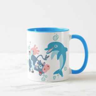 Tecknad Seacow och delfinmugg Mugg