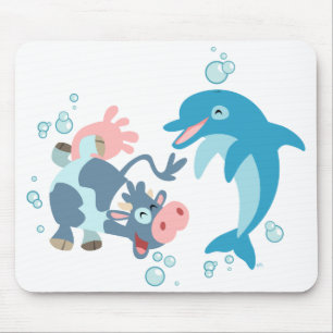 Tecknad Seacow och Dolphin moussad Musmatta