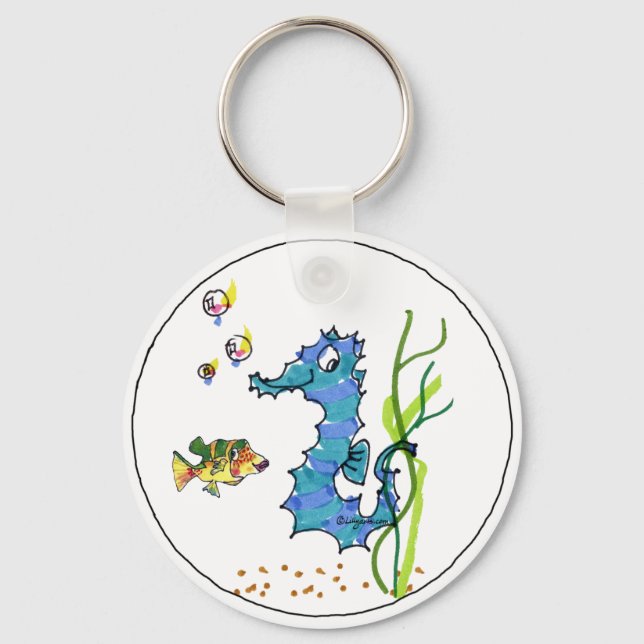Tecknad Seahorse Cute Fish Keychains Nyckelring (Framsida)