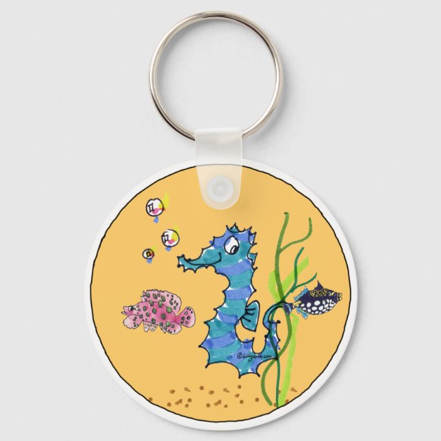 Tecknad Seahorse Cute Fish Keychains Nyckelring (Framsida)