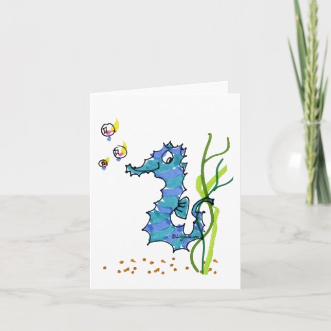 Tecknad Seahorse Cute Kort (Framsida)