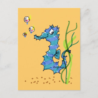 Tecknad Seahorse Cute Vykort