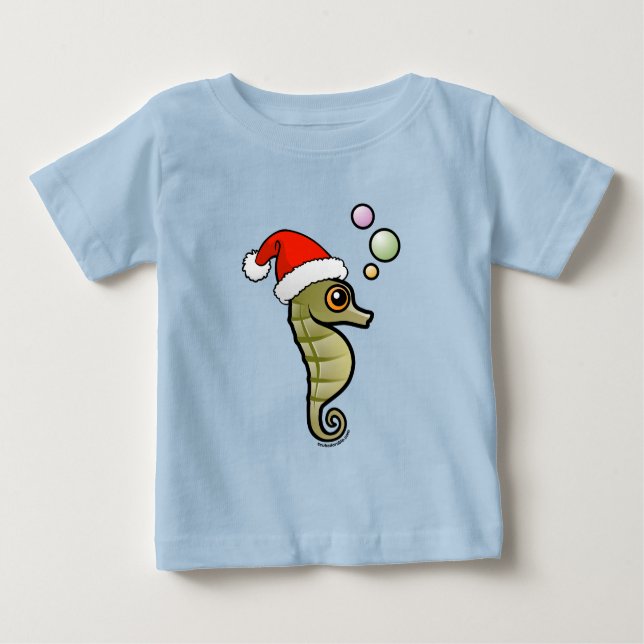 Tecknad Seahorse Santa T Shirt (Framsida)