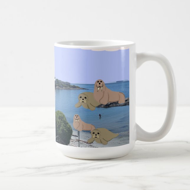 Tecknad Sealions och Walrus Coffee Mugg (Höger)