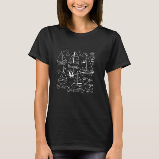 Tecknad segelbåt under segling t shirt