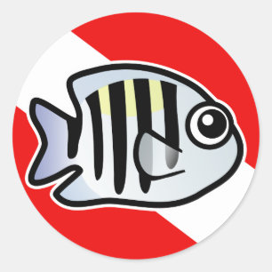 Tecknad Sergeant Major Dive Flagga Runt Klistermärke