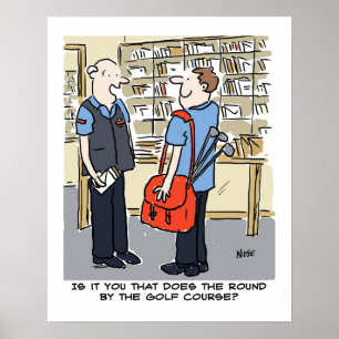 Tecknad serie: brevbärare älskar golf poster