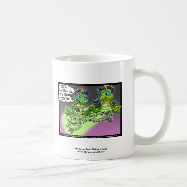 Tecknad serie om grodpolisen på kaffemugge kaffemugg (Höger)