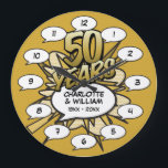 Tecknad serie Pop Art 50-årsjubileum Stor Klocka<br><div class="desc">Personalisera med era namn och 50-årsjubileumsdetaljer. En cool, trendig och rolig design som ger ännu mer kraft, zapp och pang åt en speciell gyllene jubileumsfirande.</div>