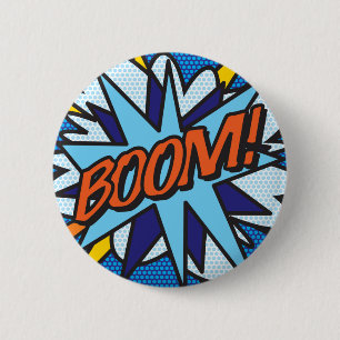 Tecknad serie Pop Art BOOM! Knapp