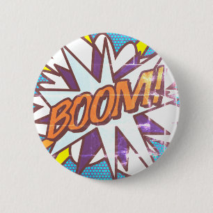 Tecknad serie Pop Art BOOM! Retro Knapp