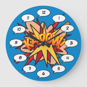 Tecknad serie Pop Art KA-POW Stor Klocka