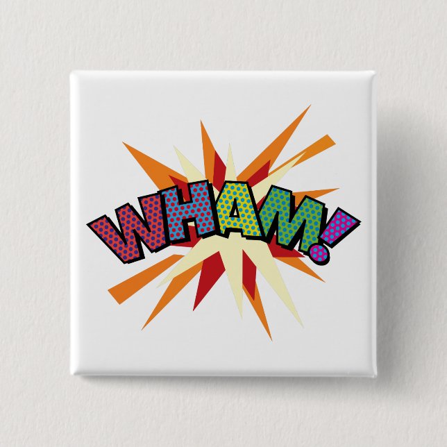 Tecknad serie Pop Art WHAM! Knapp (Framsida)