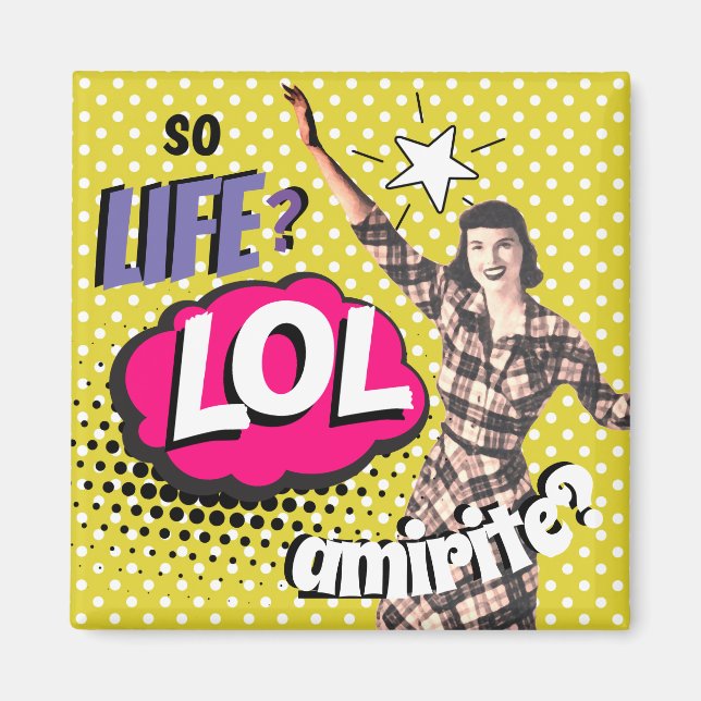 Tecknad serie Popkonst Retro Dam Rolig Magnet (Framsidan)