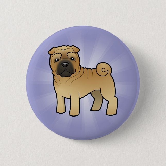 Tecknad Shar Pei Knapp (Framsida)