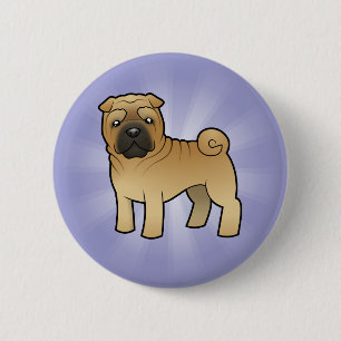 Tecknad Shar Pei Knapp
