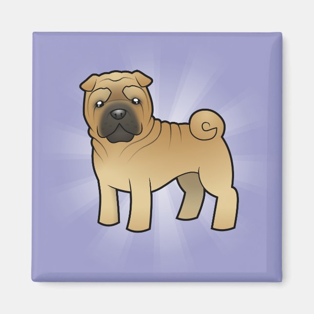 Tecknad Shar Pei Magnet (Framsidan)