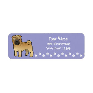 Tecknad Shar Pei Returadress Etikett