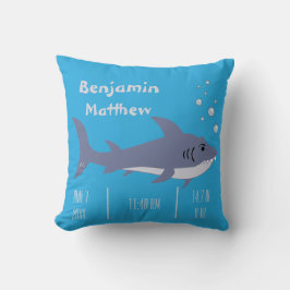 Tecknad Shark Baby Stats Blue Pillow Kudde