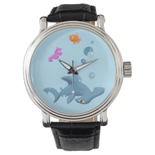 Tecknad Shark, Fish och Seahorse Armbandsur