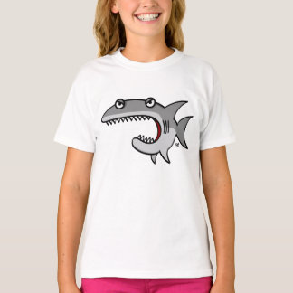 Tecknad Shark Girls Ringer T-Shirt