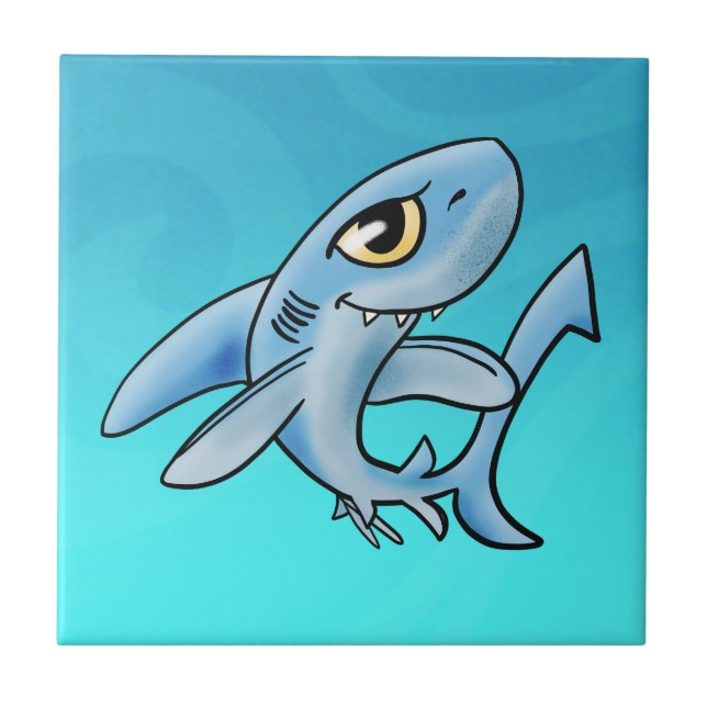 Tecknad Shark Kakelplatta (Framsidan)