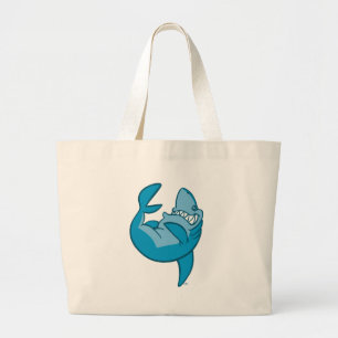 Tecknad Shark rullar tillbaka skratt Beach Bag Jumbo Tygkasse