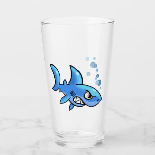 Tecknad Shark with Gritted Teeth Glaskopp