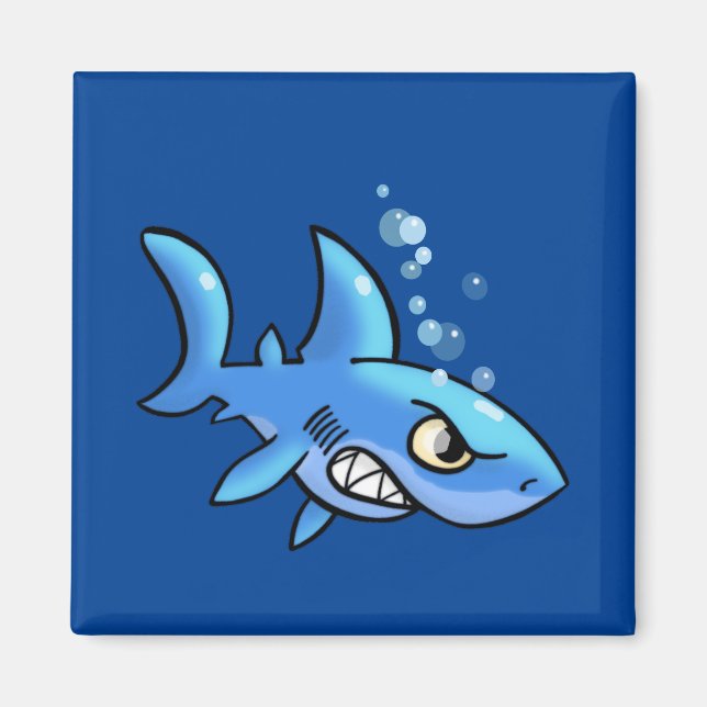 Tecknad Shark with Gritted Teeth Magnet (Framsidan)