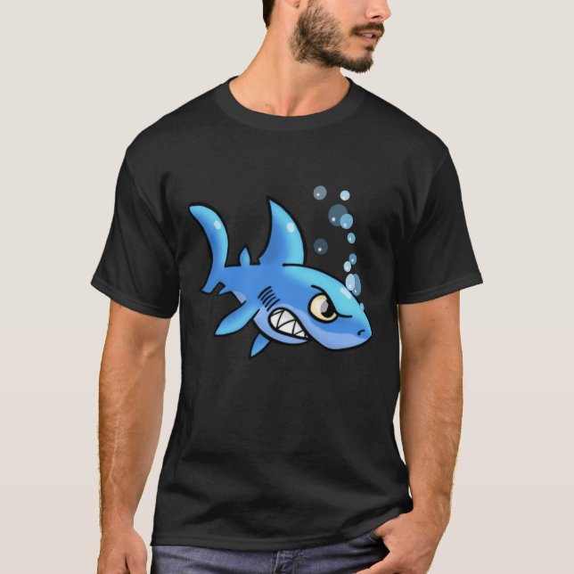 Tecknad Shark with Gritted Teeth T Shirt (Framsida)